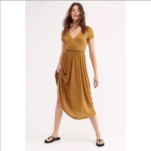 Free people beach mustard open back midi dress